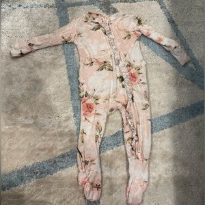 Posh Peanut Floral Footie Ruffled Zippered One Piece